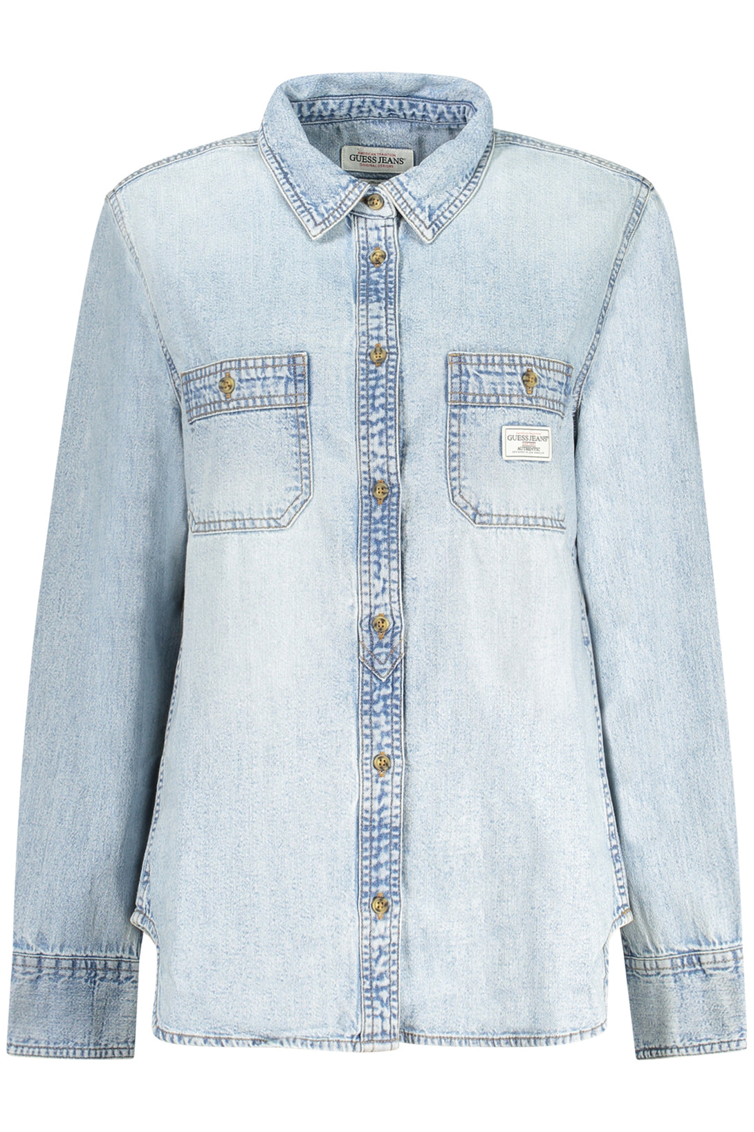 Guess Jeans Chemises Femme Bleu Ciel - stylesgateway