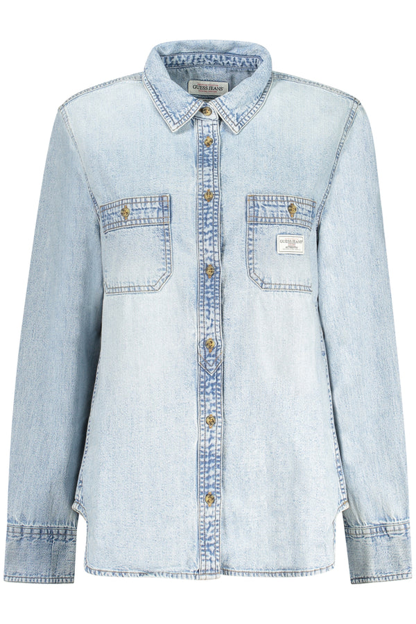 Guess Jeans Chemises Femme Bleu Ciel - stylesgateway