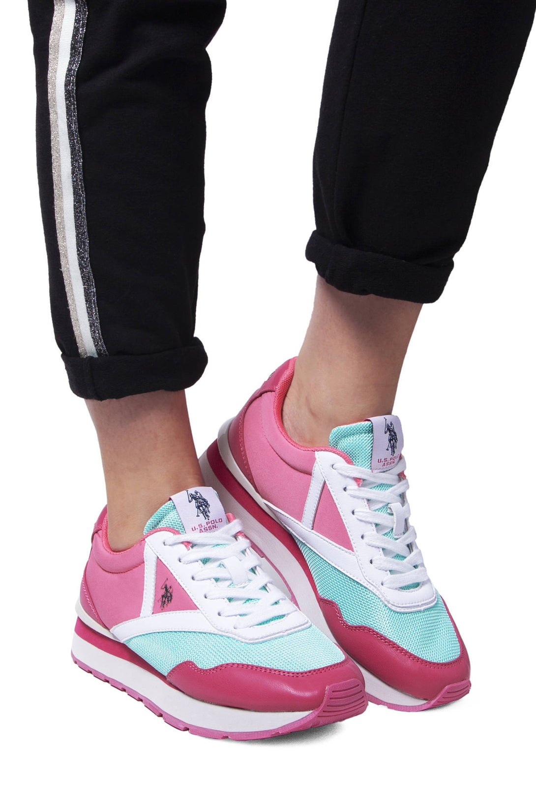 U S Polo Best Price Baskets Femme Rose - stylesgateway